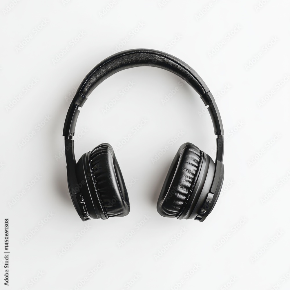 a single headphone set resting on a minimal white background a single headphone set resting on a minimal white background