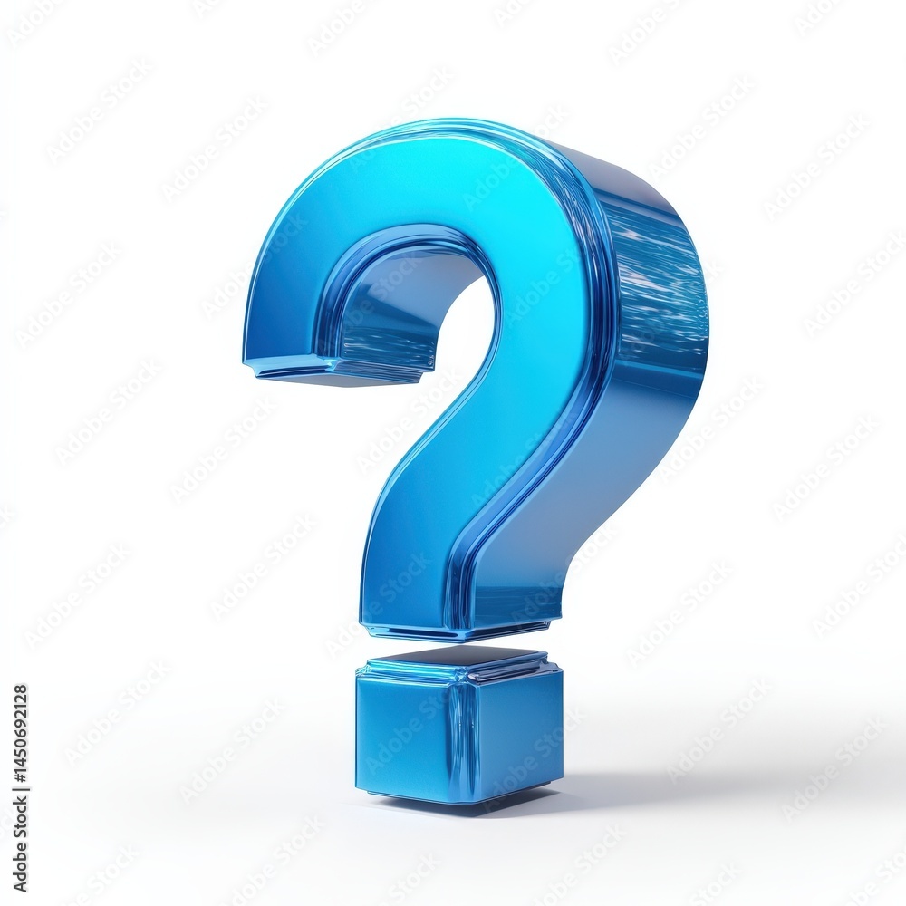 Shiny Blue 3D Question Mark Symbol Isolated on White Background Perfect for FAQ Pages Websites and Designs Shiny Blue 3D Question Mark Symbol Isolated on White Background Perfect for FAQ Pages Websites and Designs