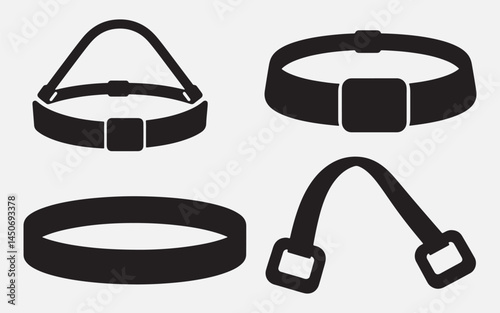 collection of 4 dip belt vector silhouettes for fitness and gym design