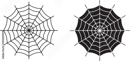 Spiderweb Vector Illustration Two Simple Cobwebs On White Background Minimalist Halloween Art