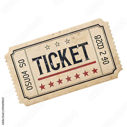admit one ticket isolated on transparent background