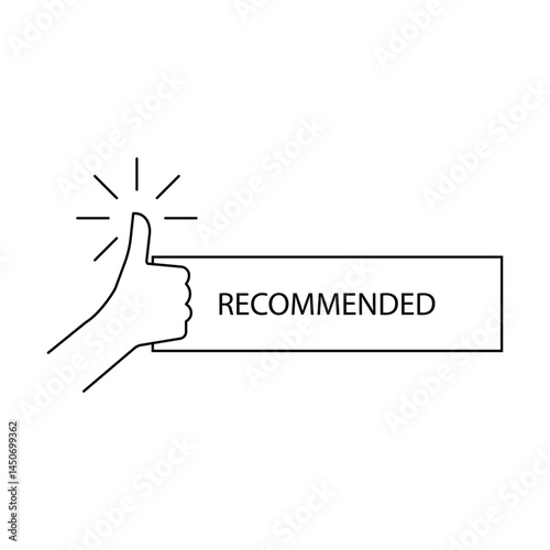 thin line thumb up like recommended logo. flat stroke trend modern advice logotype graphic linear design isolated on white. concept of great recommendation or simple sign of success in business