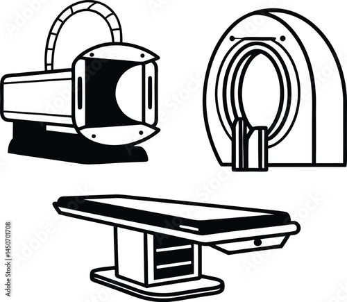 A x Ray Machine Art Logo Set Of Silhouette Vector ,illustration of a mixer