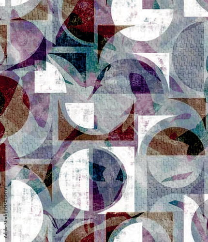 Circular colorful brush stroke grunge style carpet design