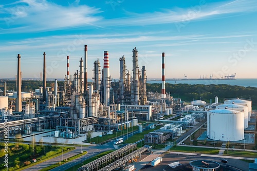 Oil Refinery Industrial with Complex Pipelines
