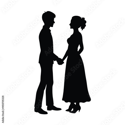 Wallpaper Mural couple standing face face holding line art silhouette Torontodigital.ca