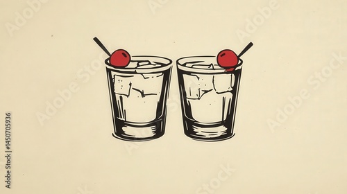 Unique Logo Design Featuring Two Cocktails Viewed From Above