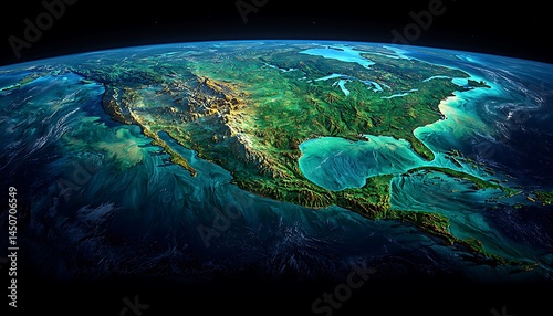 Detailed satellite view of North America