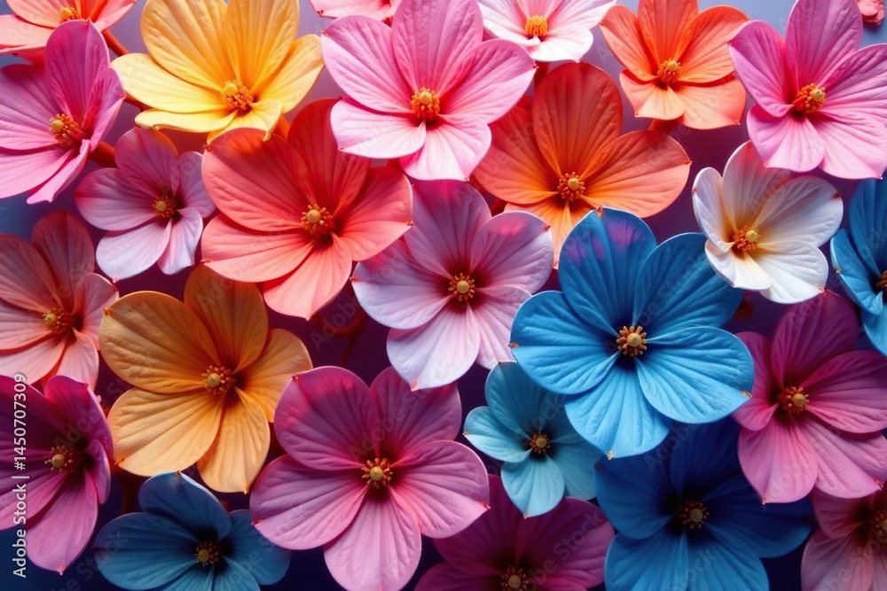 Overlapping blossoms create continuous floral tapestry , elegant, textile, colorful Overlapping blossoms create continuous floral tapestry , elegant, textile, colorful