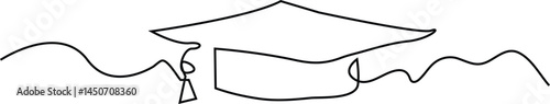 single line drawing of graduation cap. Academical graduation hat Celebration ceremony master degree academy