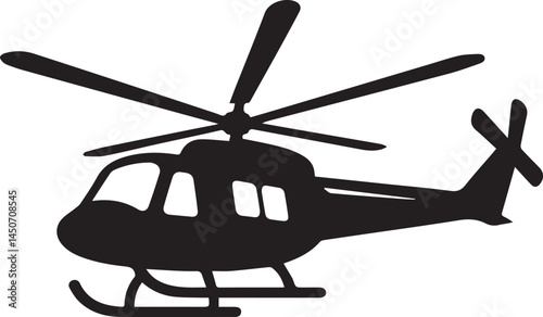 Helicopter silhouette vector icon black and white
