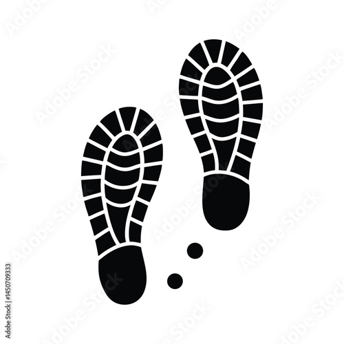 hiking boot sole walking foot prints silhouette vector art illustration