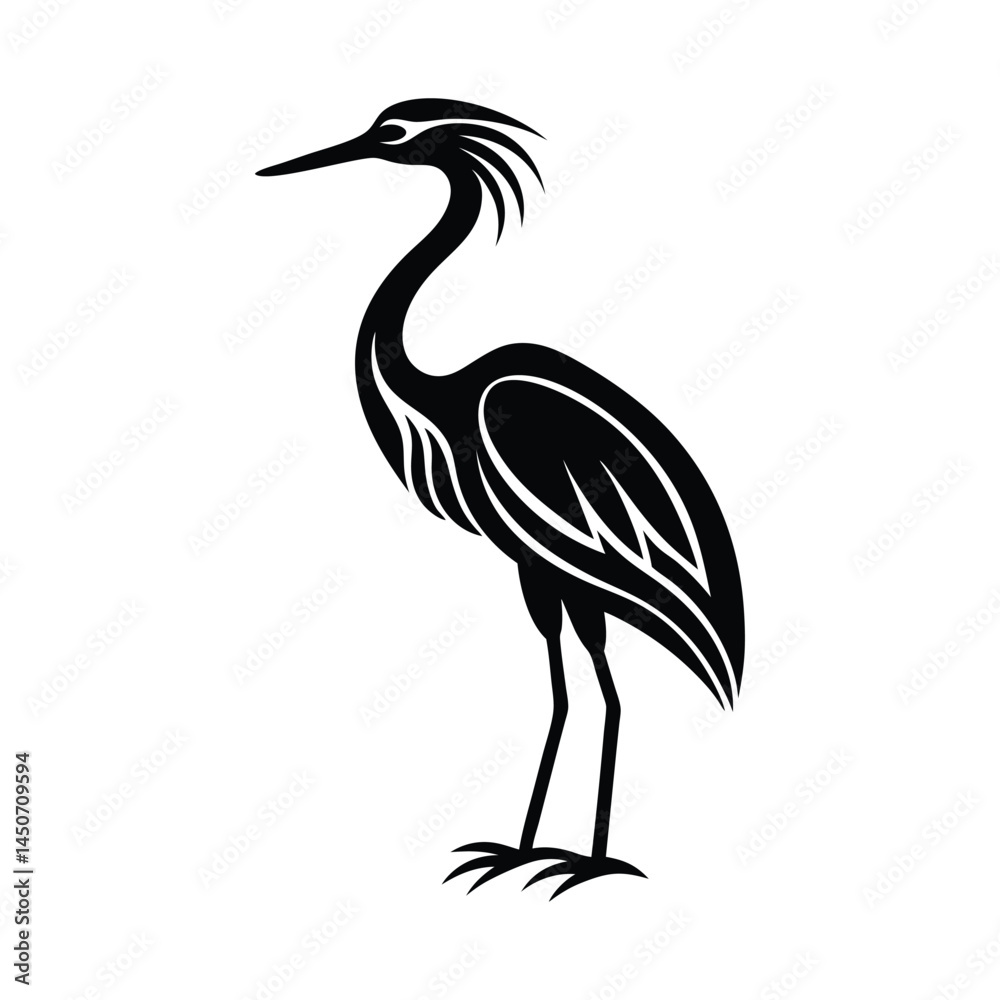 Fototapeta premium Tribal style heron bird vector art illustration