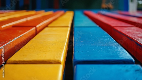 Wallpaper Mural Vibrant painted wooden planks showcasing a colorful and textured surface Torontodigital.ca