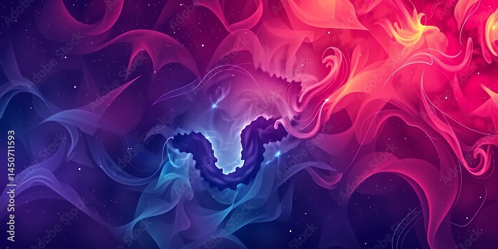 Obraz premium Abstract nebula with swirling smoke and colorful gradients in a space background design