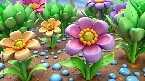 Beautiful pink and purple flowers bloom in the garden and park, showcasing nature's floral beauty