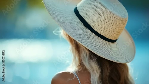Portrait of a girl in a sun hat against the sky 