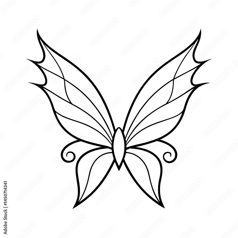 Outline of a Fairy Wing Line Art Vector Outline of a Fairy Wing Line Art Vector