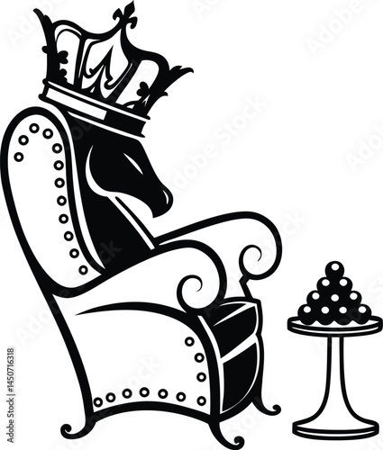 King Chair Set Of Silhouette Vector ,princess crown vector illustration, emblem, heraldic, classic, style, artistic