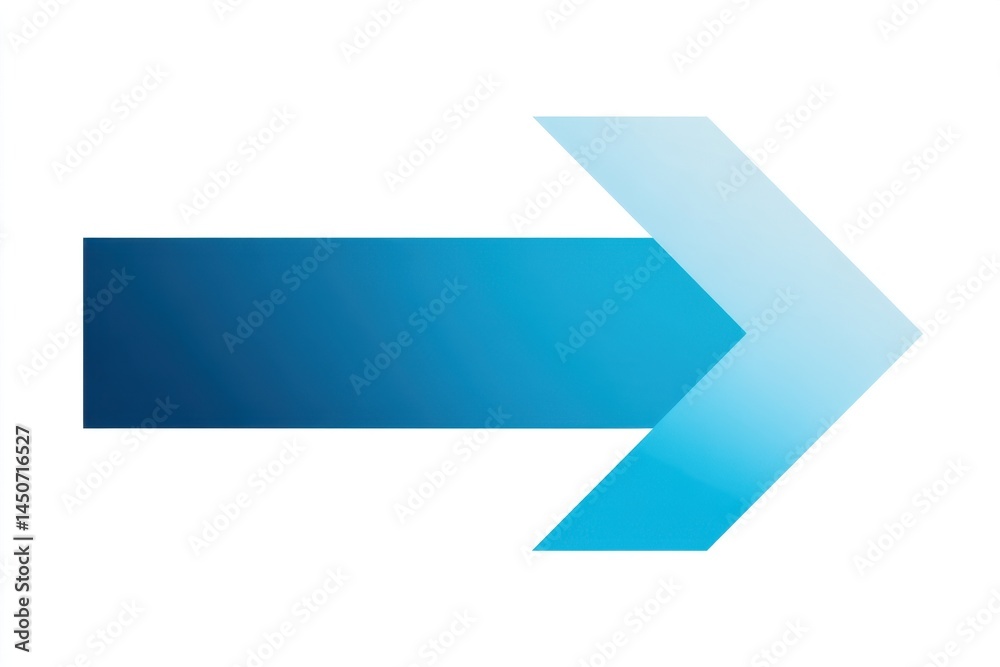Abstract blue arrow pointing right on white backdrop conveying direction advancement progress navigation and future growth in a minimalist and clean style for business concepts Abstract blue arrow pointing right on white backdrop conveying direction advancement progress navigation and future growth in a minimalist and clean style for business concepts