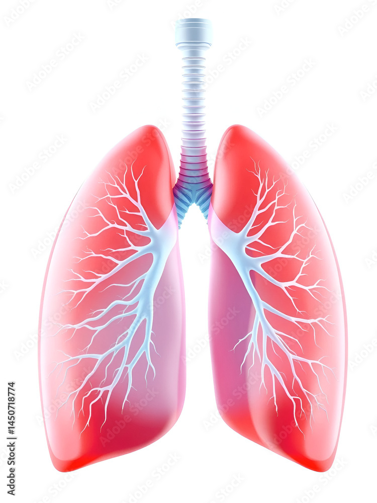 Healthy lungs with visible bronchioles showcase intricate details of respiratory system, emphasizing their vital role in human health and breathing isolated on white background. Healthy lungs with visible bronchioles showcase intricate details of respiratory system, emphasizing their vital role in human health and breathing isolated on white background.
