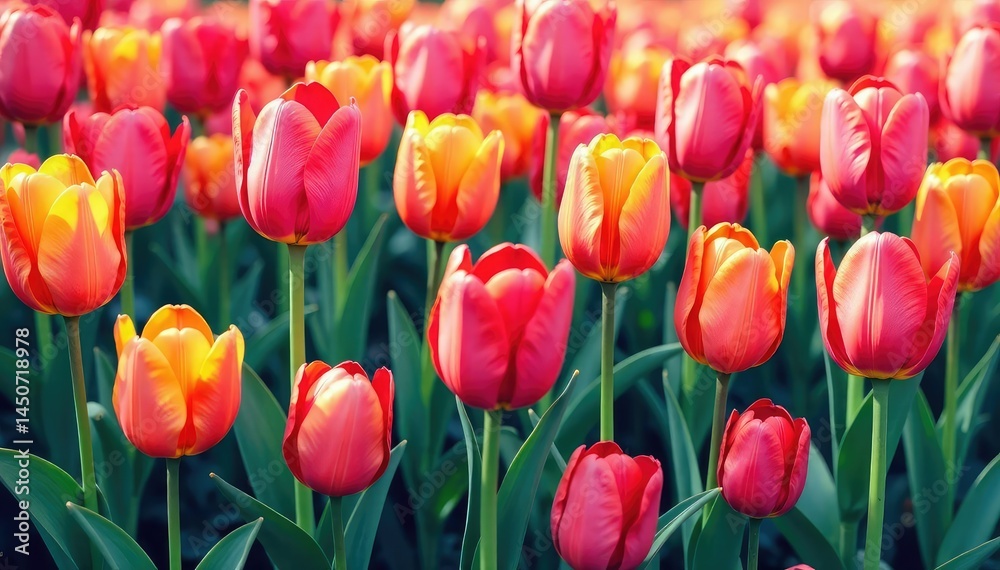 Obraz premium Bold, stylized tulip pattern, vibrant colors, modern design, style, red, design