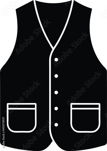 Black and White Icon of a Mens Sleeveless Waistcoat