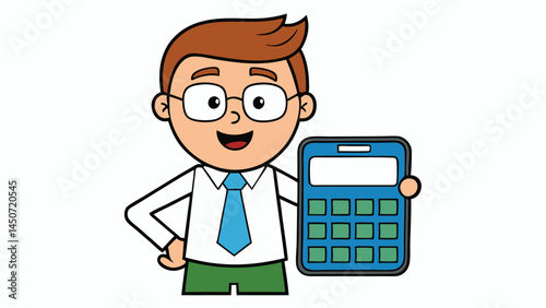 Cartoon accountant holding calculator accounting finance illustration for business calculations