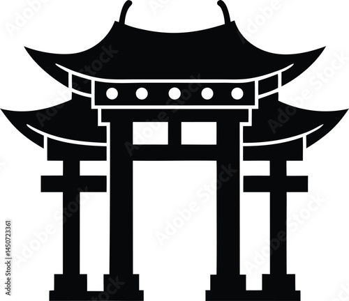 Simple Vector Illustration of a Traditional Asian Torii Gate