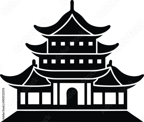 Simple Vector Illustration of a Traditional Chinese Pagoda