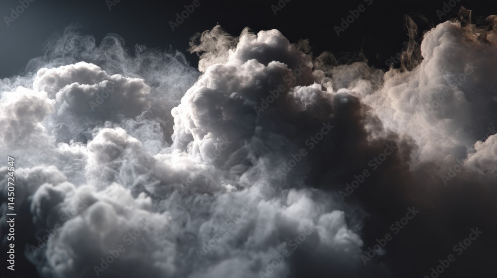 Obraz premium Dramatic grayscale cloudscape. Swirling smoke-like formations create a moody, atmospheric scene. Perfect for backgrounds or artistic projects.