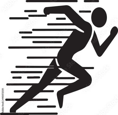 Dynamic Silhouette of a Running Athlete with Speed Lines, Symbolizing Motion, Energy, and Athleticism in Sports Illustration