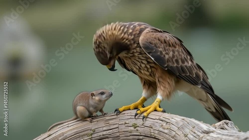 Hawk and rat on branch predator prey relationship wildlife photography nature image educational material nature ecosystem outdoor wildlife bird close up hunter victim predator prey hunting