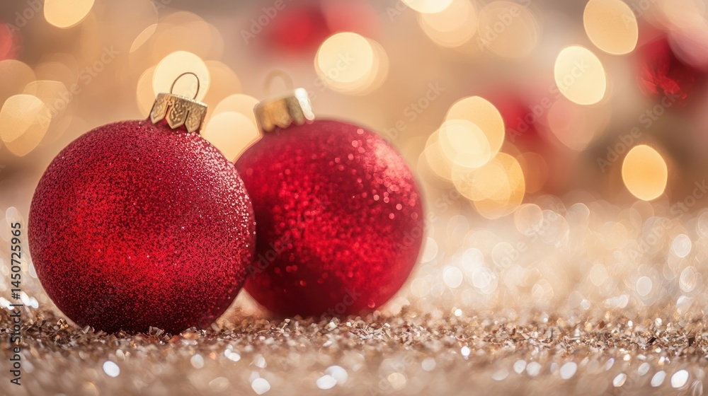 closeup photo of two red Christmas balls with bok closeup photo of two red Christmas balls with bok