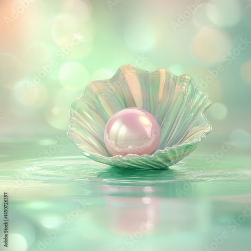 A cute light green glassy glowing transparent shin