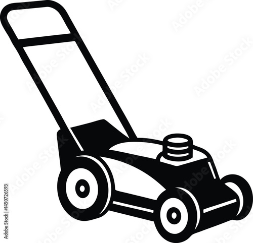 Classic Lawn Mower Illustration Black and White