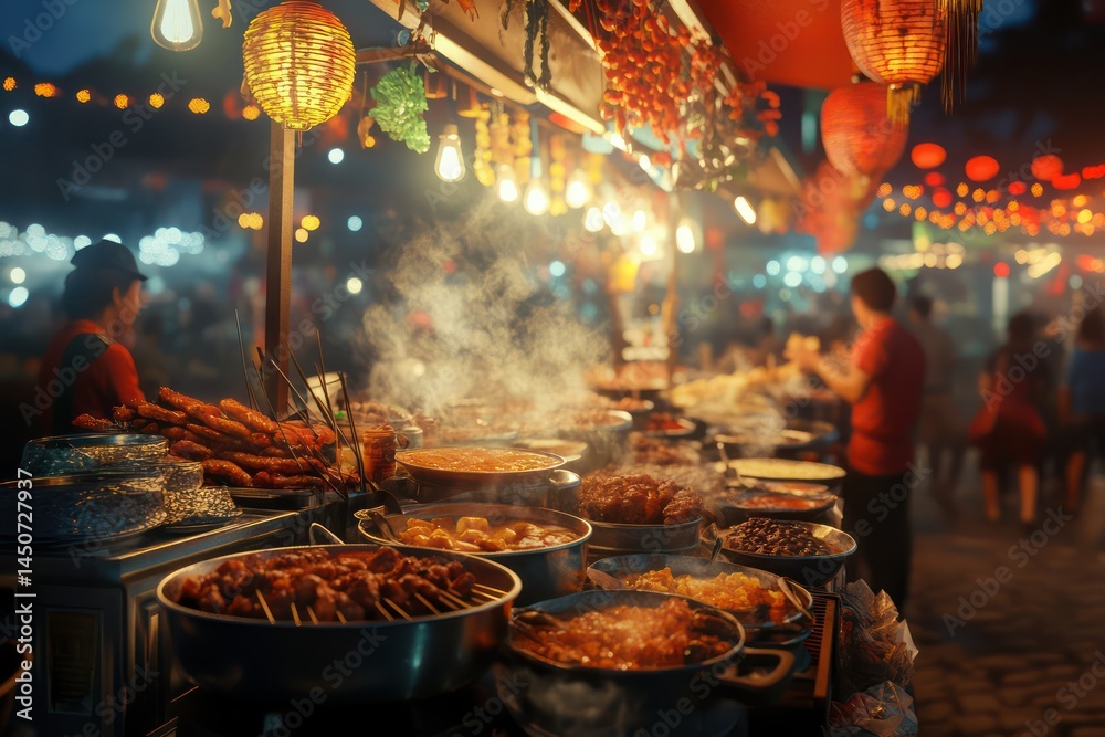 Naklejka premium Night market food stalls