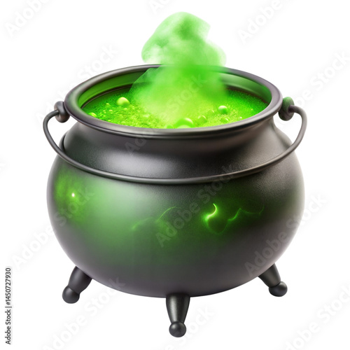 Toxic witch cauldron isolated on transparent background.