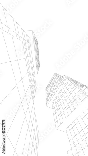 Fototapeta Naklejka Na Ścianę i Meble -  Abstract architectural building vector 3d illustration