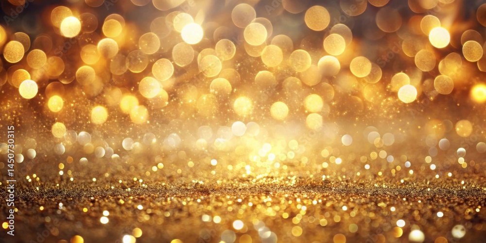 Golden Glitter Background with Sparkling Lights and Bokeh Effect