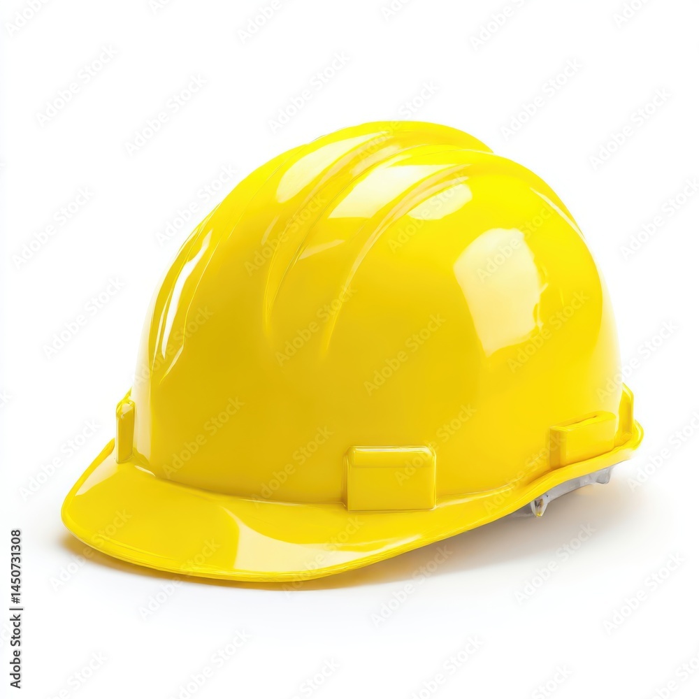 Fototapeta premium 3D Yellow construction helmet isolated on white background