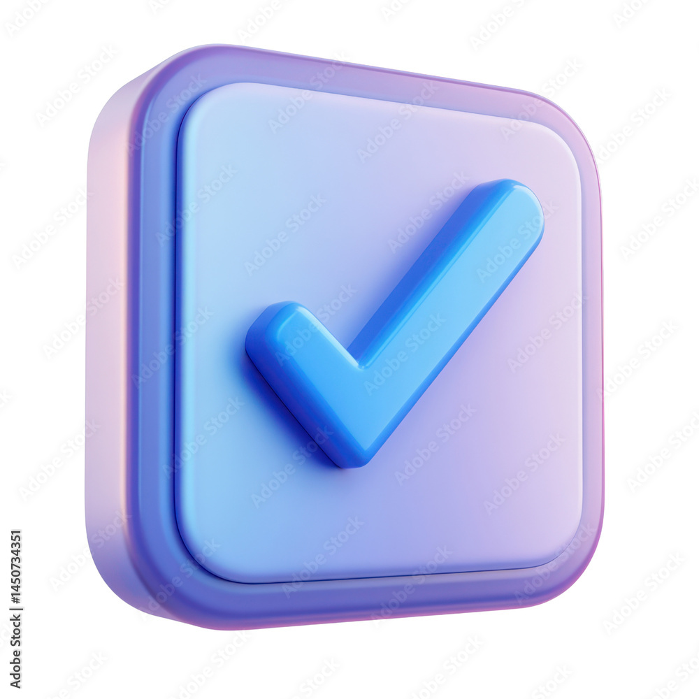 Blue check mark icon symbol render on transparent background Blue check mark icon symbol render on transparent background