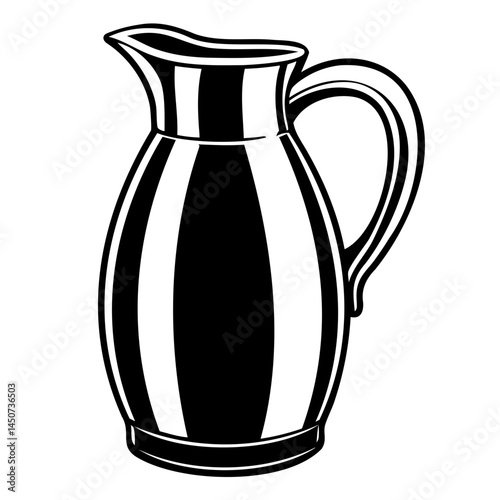 Black and white pitcher illustration vector graphic for kitchenware and drinkware design projects and templates isolated on transparent background