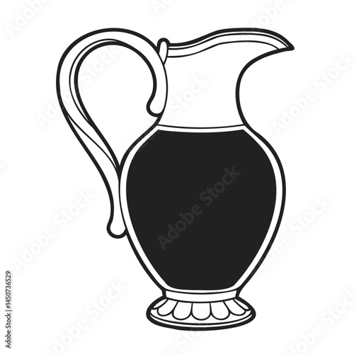 Vintage pitcher vector illustration, antique water jug drawing, old fashioned beverage container outline, jug clip art isolated on transparent background