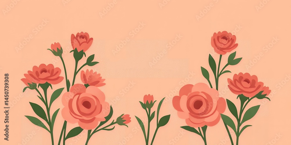 Naklejka premium A mother's day themed background with pink flowers and a light peach colored background