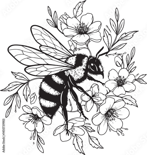 Flower Bee Vector