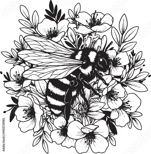 Flower Bee Vector