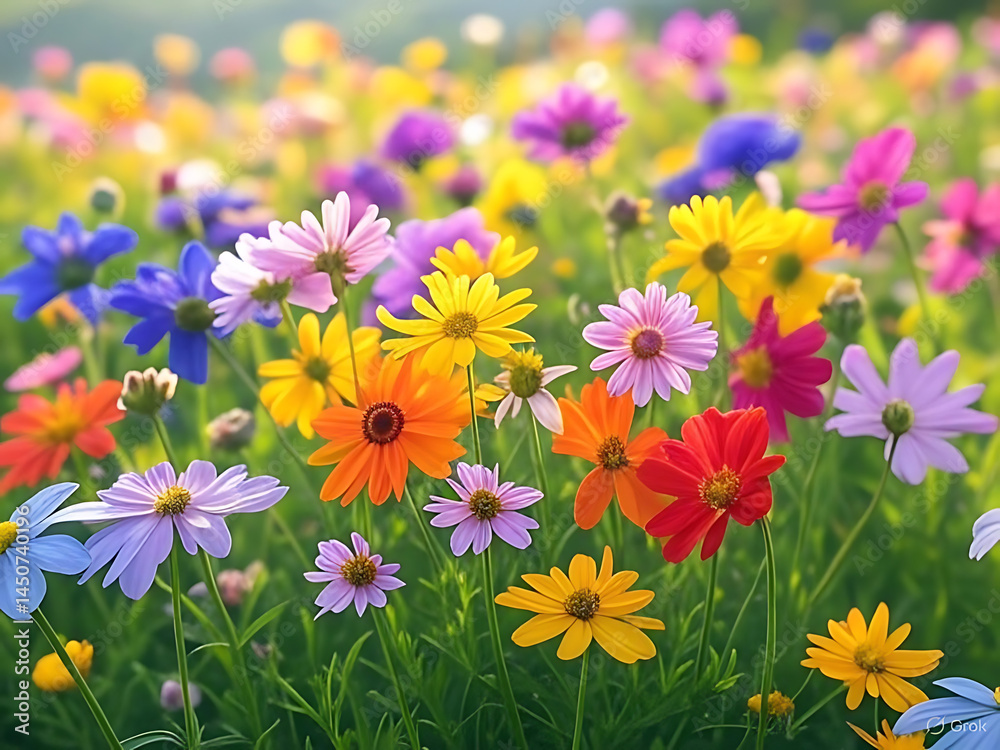 Fototapeta premium colorful flowers in the garden. AI GENERATIVE.