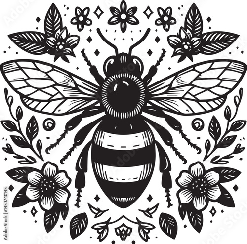 Flower Bee Vector