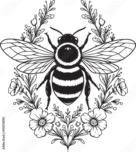Flower Bee Vector